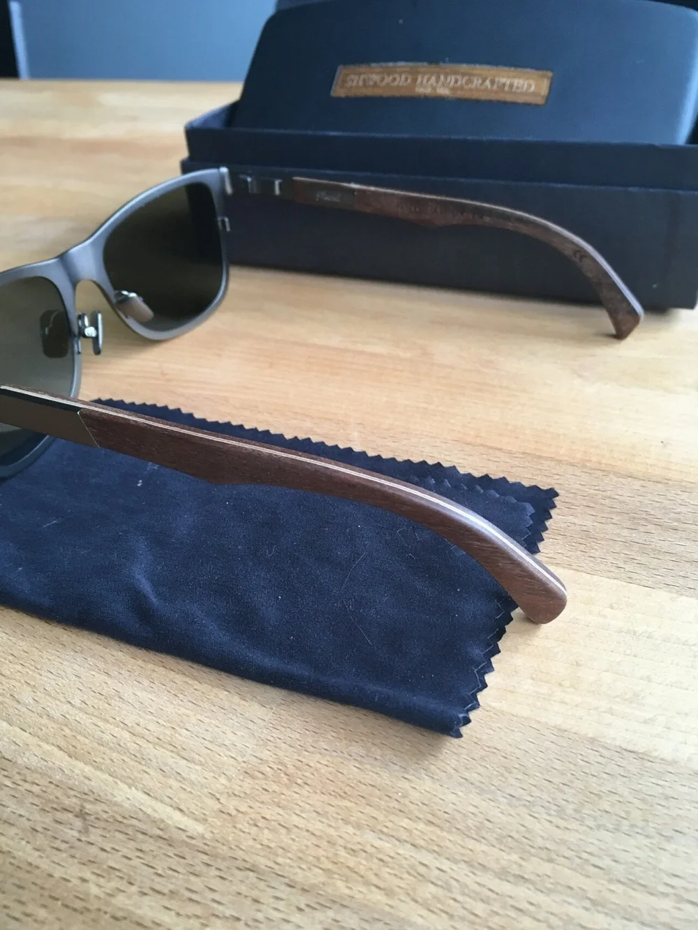 Shwood Handcrafted Canby Titanium and Walnut Polarized Men’s Sunglasses w/case